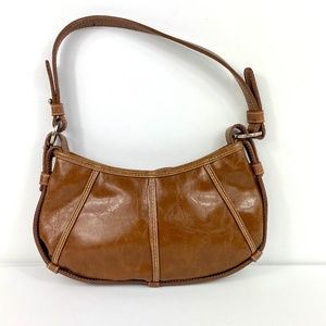 Vintage Express Brown Vegan Leather Y2K Shoulder Bag